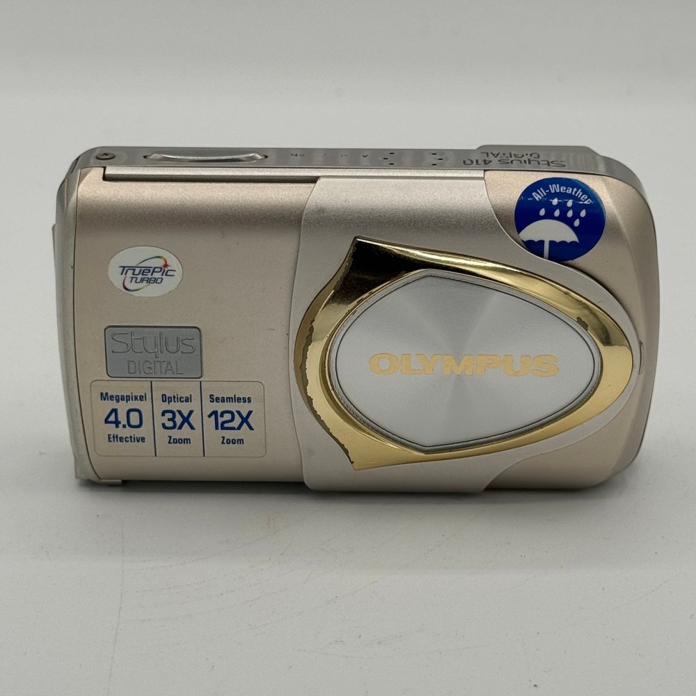 Olympus Stylus 410 Digital Camera 4.0MP 3x Optical Zoom Champagne Tested Working